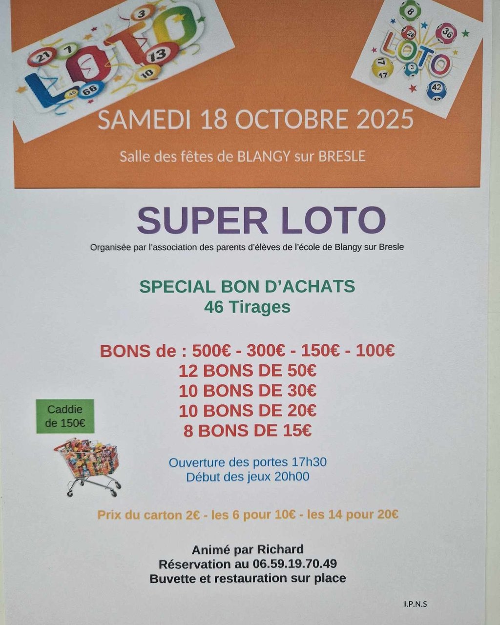 Loto de l'APE de l'école de Blangy-sur-Bresle